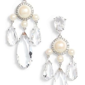 Kate Spade Silver Chandelier Pearl Earrings NWT